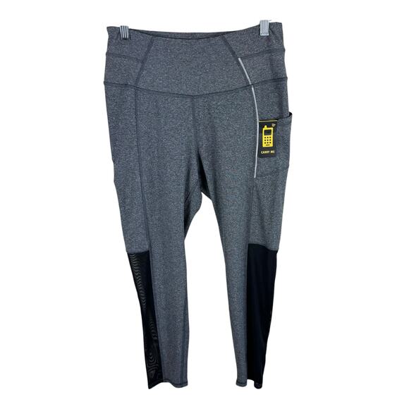 X By Gottex NWOT Gray Mid Mise Cropped Black Mesh Skinny Leggings Size M - Picture 1 of 5